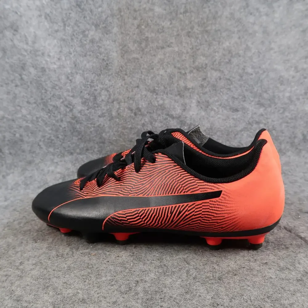 Puma Shoes Kids 4.5 Soccer Cleats Spirit II FG Athletic Sport Lace Up Black Red